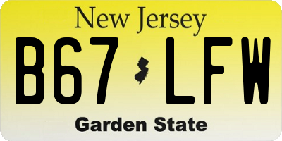 NJ license plate B67LFW