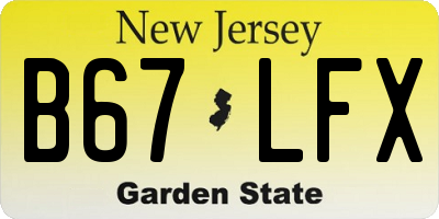 NJ license plate B67LFX