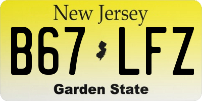 NJ license plate B67LFZ
