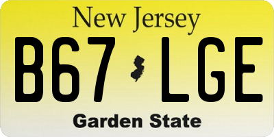 NJ license plate B67LGE