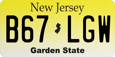 NJ license plate B67LGW