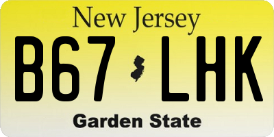 NJ license plate B67LHK