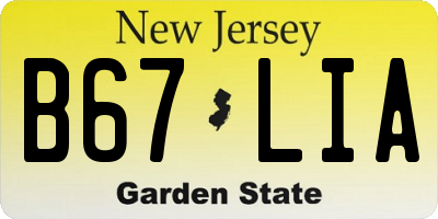 NJ license plate B67LIA