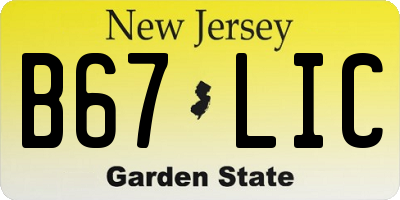 NJ license plate B67LIC