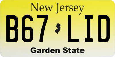 NJ license plate B67LID