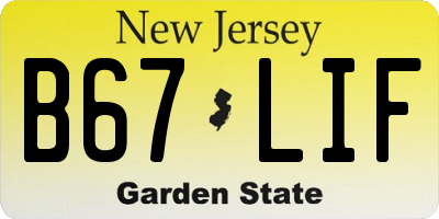 NJ license plate B67LIF