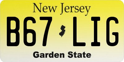 NJ license plate B67LIG