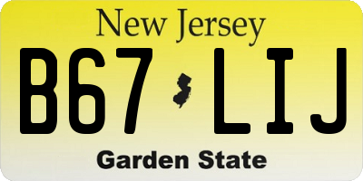 NJ license plate B67LIJ