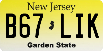 NJ license plate B67LIK