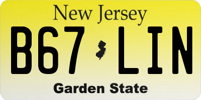 NJ license plate B67LIN