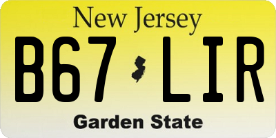 NJ license plate B67LIR
