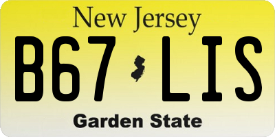 NJ license plate B67LIS