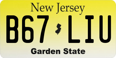 NJ license plate B67LIU