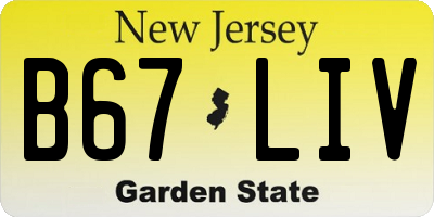 NJ license plate B67LIV