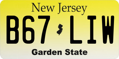 NJ license plate B67LIW