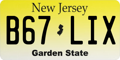 NJ license plate B67LIX