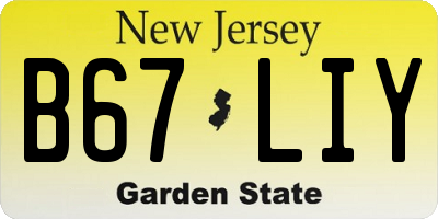 NJ license plate B67LIY