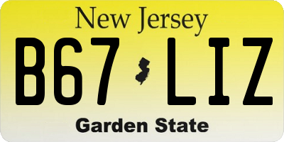 NJ license plate B67LIZ