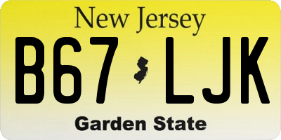 NJ license plate B67LJK