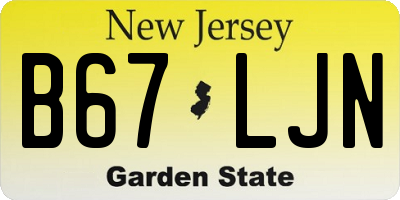 NJ license plate B67LJN