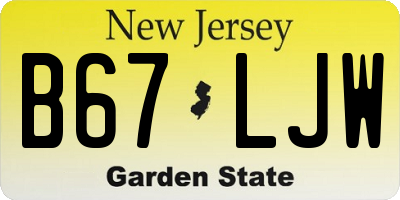 NJ license plate B67LJW
