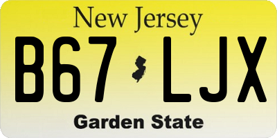NJ license plate B67LJX