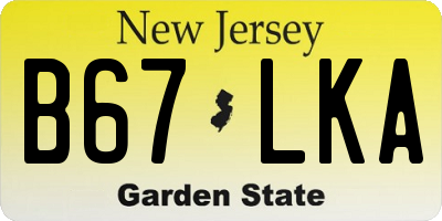 NJ license plate B67LKA