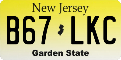 NJ license plate B67LKC