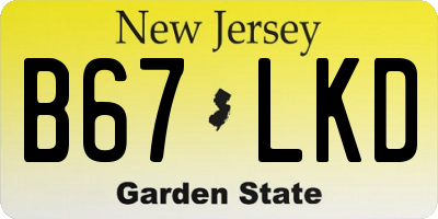 NJ license plate B67LKD