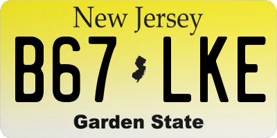 NJ license plate B67LKE