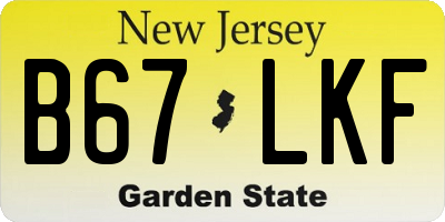 NJ license plate B67LKF