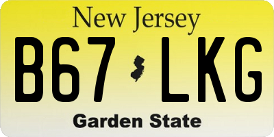 NJ license plate B67LKG