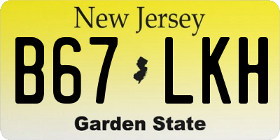 NJ license plate B67LKH