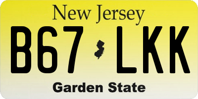 NJ license plate B67LKK