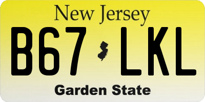NJ license plate B67LKL