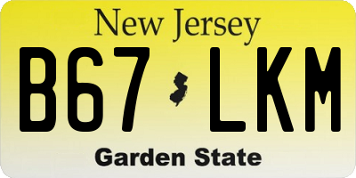 NJ license plate B67LKM