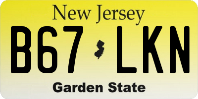 NJ license plate B67LKN