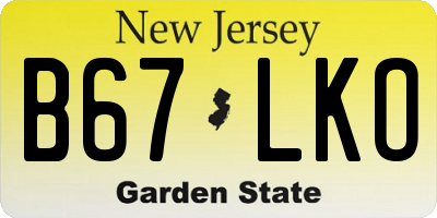 NJ license plate B67LKO