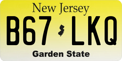 NJ license plate B67LKQ