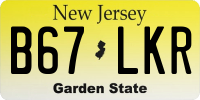 NJ license plate B67LKR