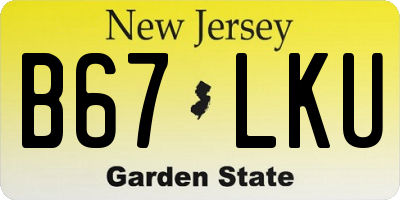 NJ license plate B67LKU