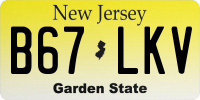 NJ license plate B67LKV