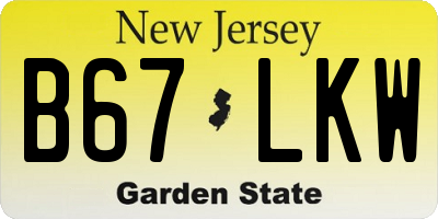 NJ license plate B67LKW