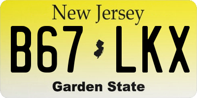 NJ license plate B67LKX