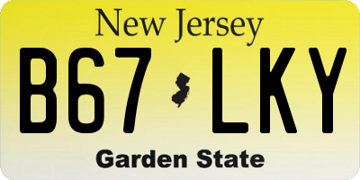 NJ license plate B67LKY