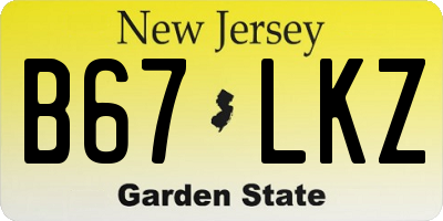 NJ license plate B67LKZ