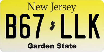 NJ license plate B67LLK