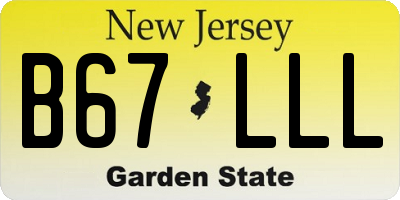 NJ license plate B67LLL