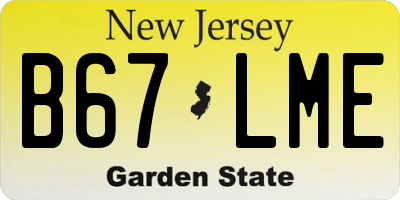 NJ license plate B67LME
