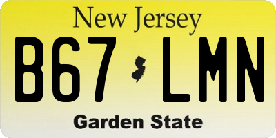 NJ license plate B67LMN